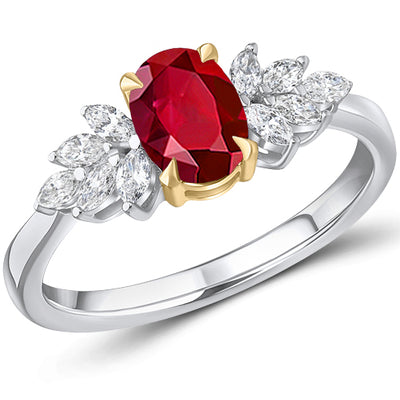 Classic Ruby & Diamond Engagement Ring, 0.3ct
