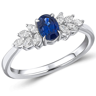 Cluster Halo Sapphire & Diamond Engagement Ring, 0.25ct