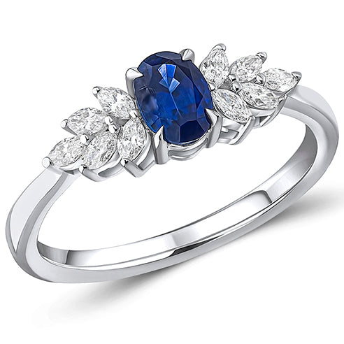 Cluster Halo Sapphire & Diamond Engagement Ring, 0.25ct