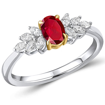 Cluster Halo Ruby & Diamond Engagement Ring, 0.25ct