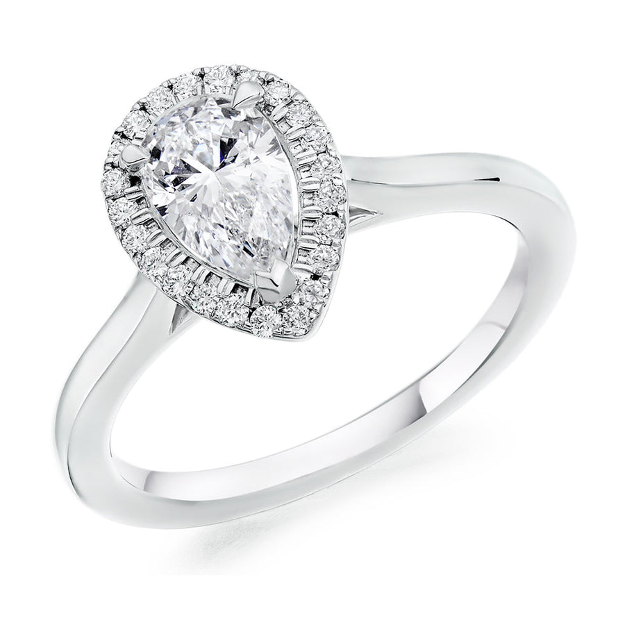 Halo Solitaire Pear Cut Engagement Ring