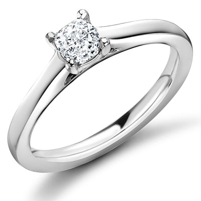 Traditional Solitaire Cushion Cut Engagement Ring