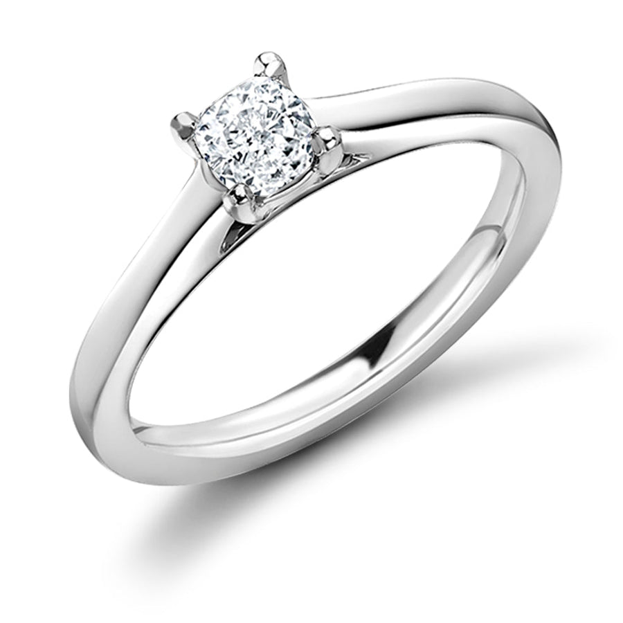Traditional Solitaire Cushion Cut Engagement Ring