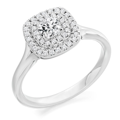 Halo with Split Shoulders Cushion Cut Engagement Ring, 0.33ct