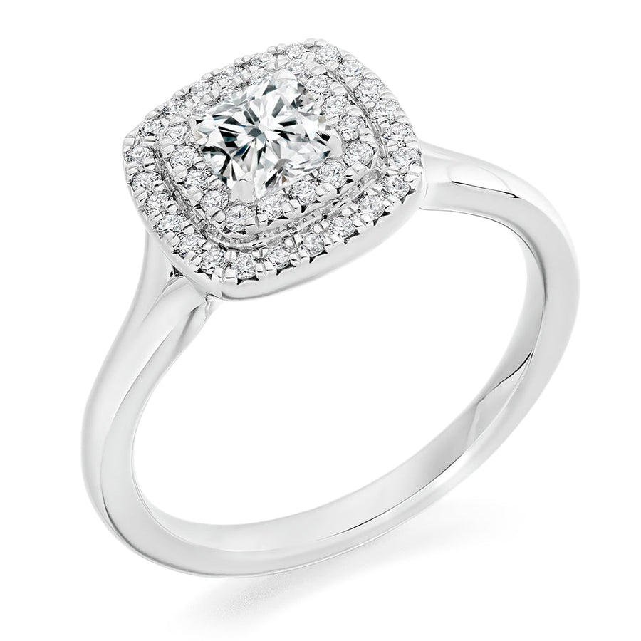 Split-Shoulder Halo Cushion Cut Engagement Ring, 0.4ct