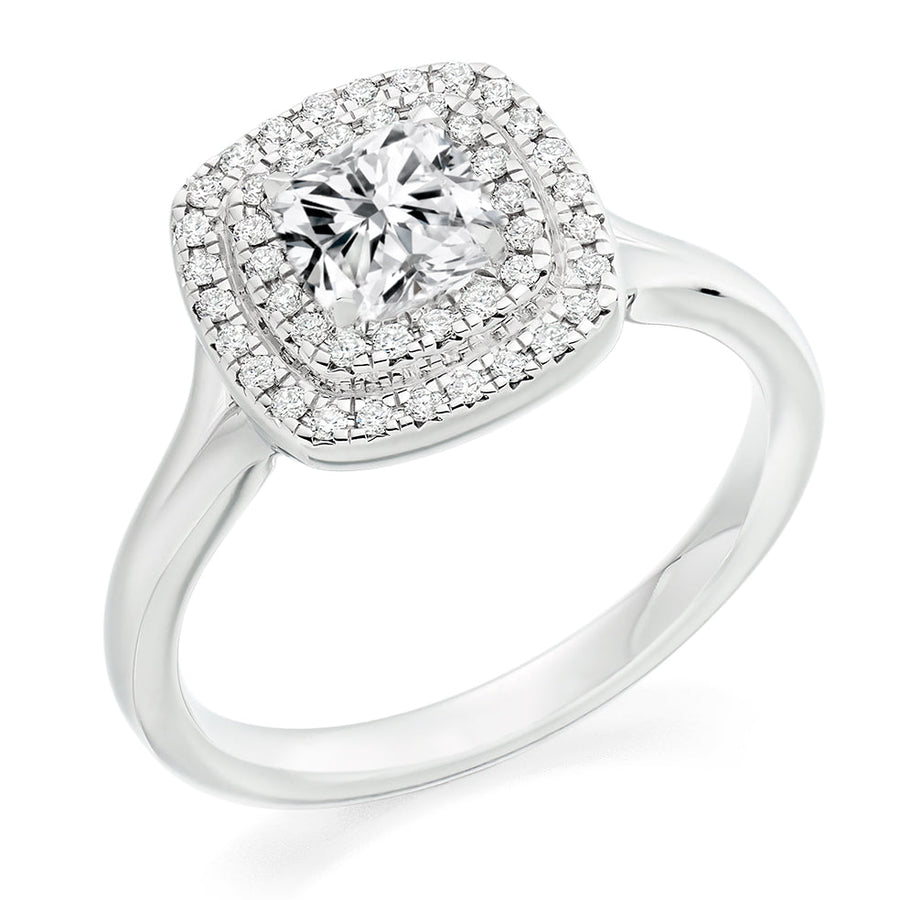 Halo with Split Shoulders Cushion Cut Engagement Ring