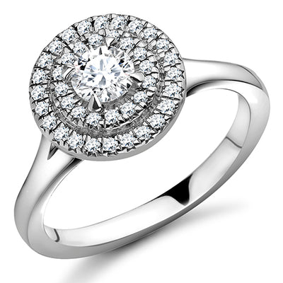 Curved-Shoulder Halo Round Brilliant Engagement Ring