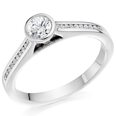 Channel-Shouldered Solitaire Round Brilliant Engagement Ring 0.43ct