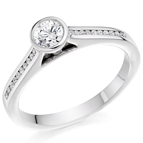 Channel-Shouldered Solitaire Round Brilliant Engagement Ring 0.43ct