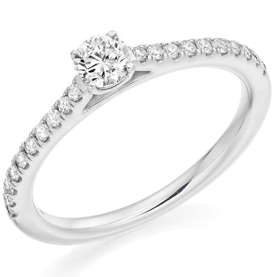 Solitaire with Diamond Set Shoulders Round Brilliant Engagement Ring, 0.25ct