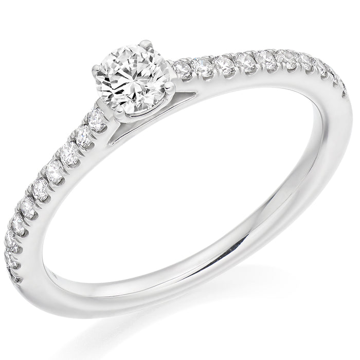 Solitaire with Diamond Set Shoulders Round Brilliant Engagement Ring, 0.25ct
