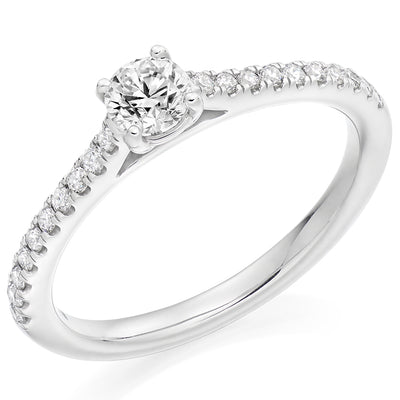 Solitaire with Diamond Set Shoulders Round Brilliant Engagement Ring, 0.33ct