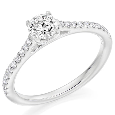 Solitaire with Diamond Set Shoulders Round Brilliant Engagement Ring, 0.50ct