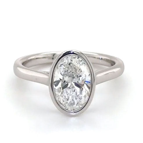 Bezel Solitaire Oval Cut Engagement Ring