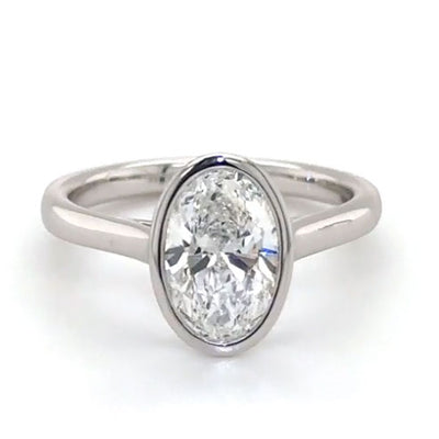 Bezel Solitaire Oval Cut Engagement Ring
