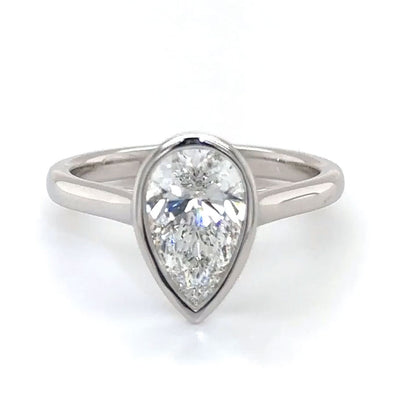 Bezel-Set Solitaire Pear Cut Engagement Ring