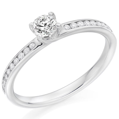 Solitaire with Diamond Set Shoulders Round Brilliant Engagement Ring, 0.25ct