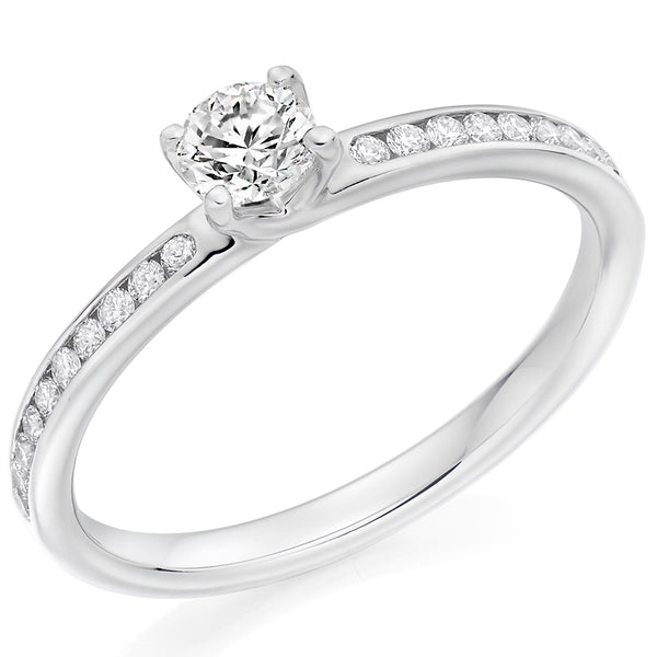 Solitaire with Diamond Set Shoulders Round Brilliant Engagement Ring, 0.25ct