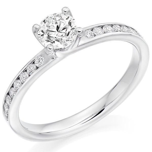 Solitaire with Diamond Set Shoulders Round Brilliant Engagement Ring, 0.50ct