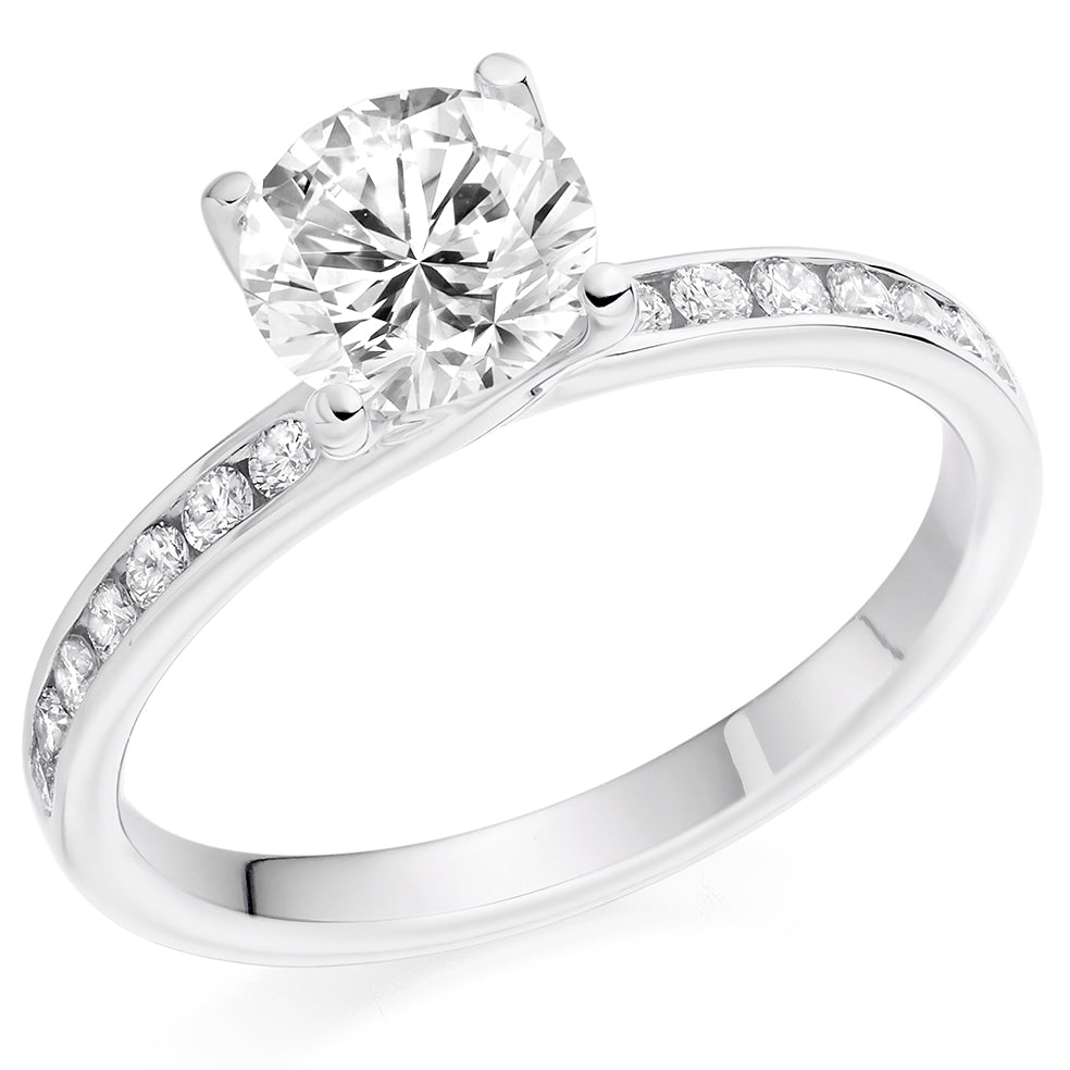 Solitaire with Diamond Set Shoulders Round Brilliant Engagement Ring, 1.00ct