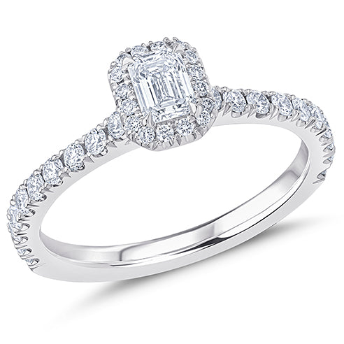 Oyster Solitaire Emerald Cut Engagement Ring, 0.33ct