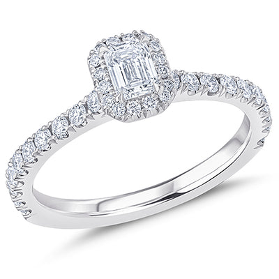 Oyster Solitaire Emerald Cut Engagement Ring, 0.33ct