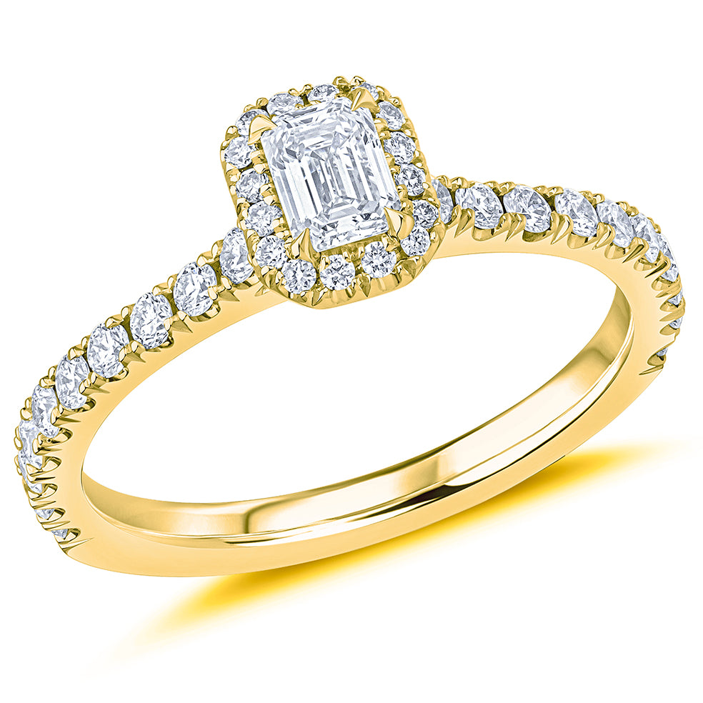 Oyster Solitaire Emerald Cut Engagement Ring, 0.33ct in Yellow Gold
