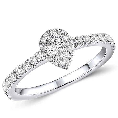 Oyster-Set Solitaire Pear Cut Engagement Ring