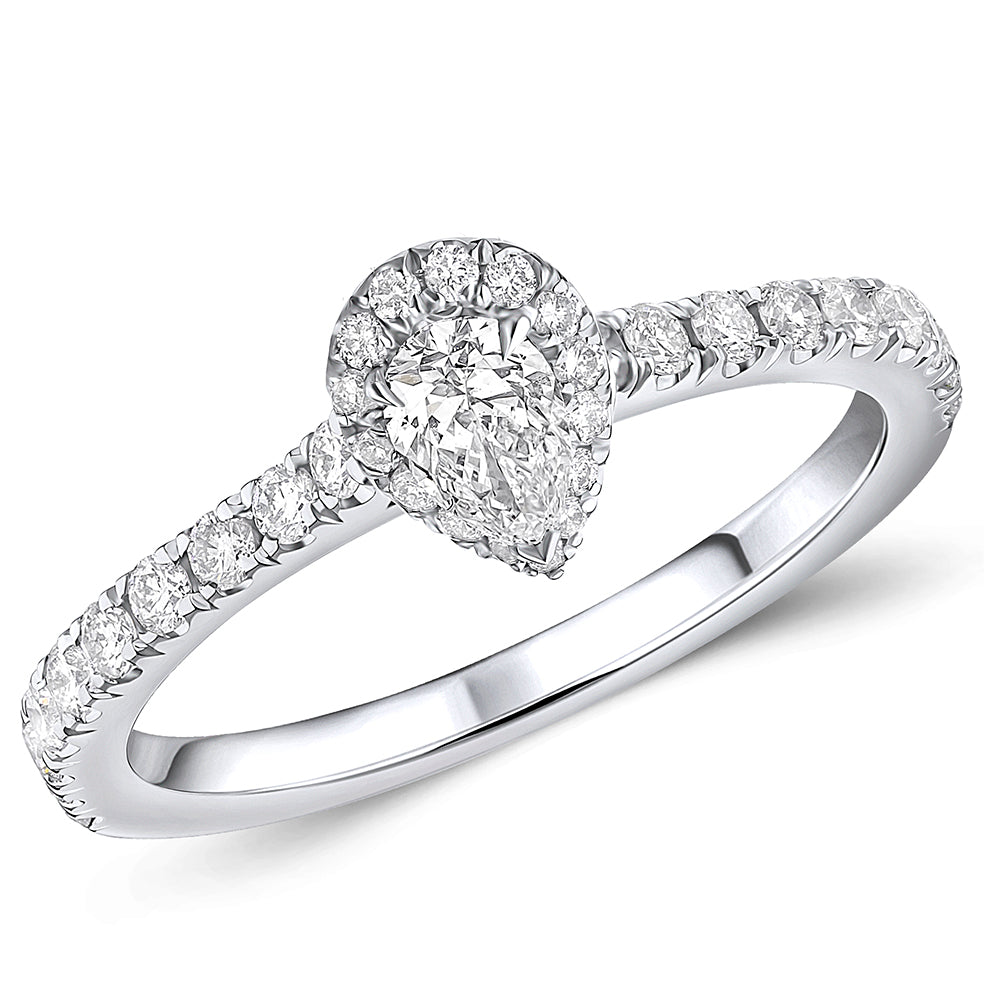 Oyster-Set Solitaire Pear Cut Engagement Ring