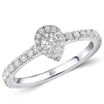 Oyster-Set Solitaire Pear Cut Engagement Ring