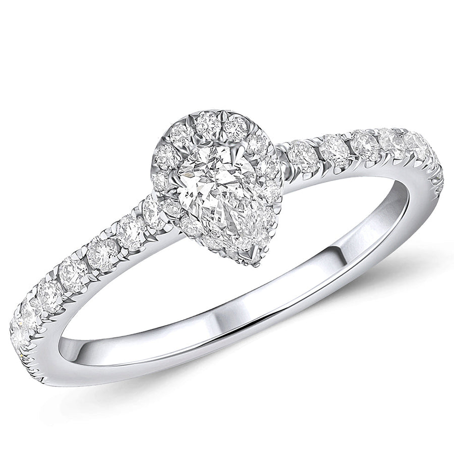 Oyster-Set Solitaire Pear Cut Engagement Ring