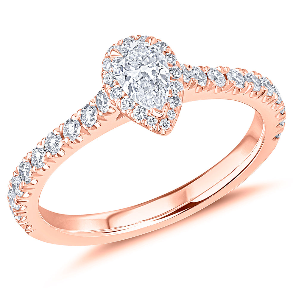 Oyster-Set Solitaire Pear Cut Engagement Ring, 0.33ct in Rose Gold