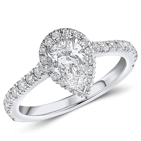Oyster Solitaire Pear Cut Engagement Ring, 0.75ct