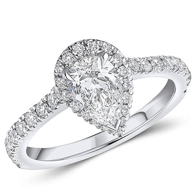 Oyster Solitaire Pear Cut Engagement Ring, 0.75ct