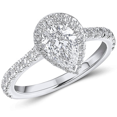Oyster-Set Solitaire Pear Cut Engagement Ring, 1.0ct