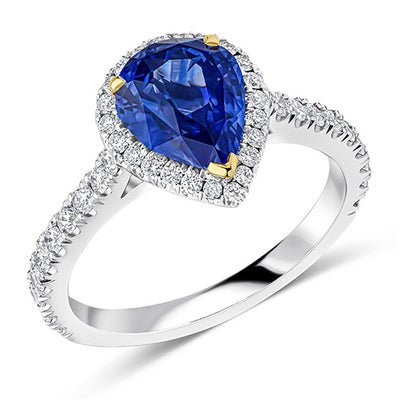 Oyster Deluxe Halo Sapphire & Diamond Engagement Ring, 0.55ct