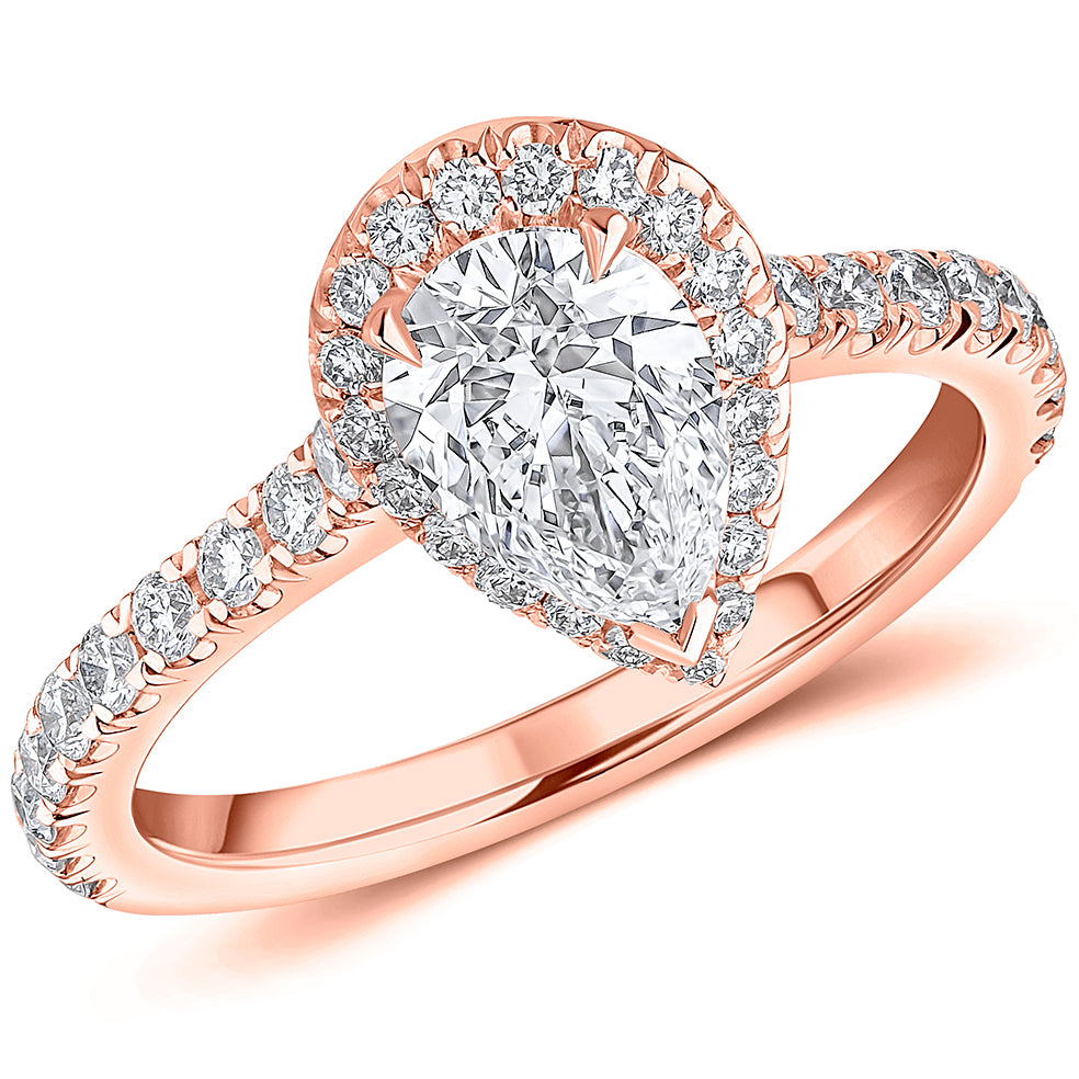 Oyster Deluxe Halo Sapphire & Diamond Engagement Ring, 0.55ct in Rose Gold