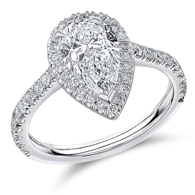 Low-Set Oyster Pear Cut Engagement Ring