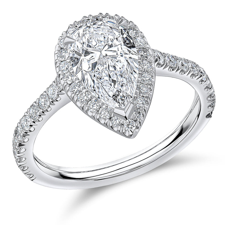 Low-Set Oyster Pear Cut Engagement Ring