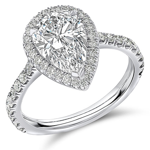 Oyster Solitaire Pear Cut Engagement Ring