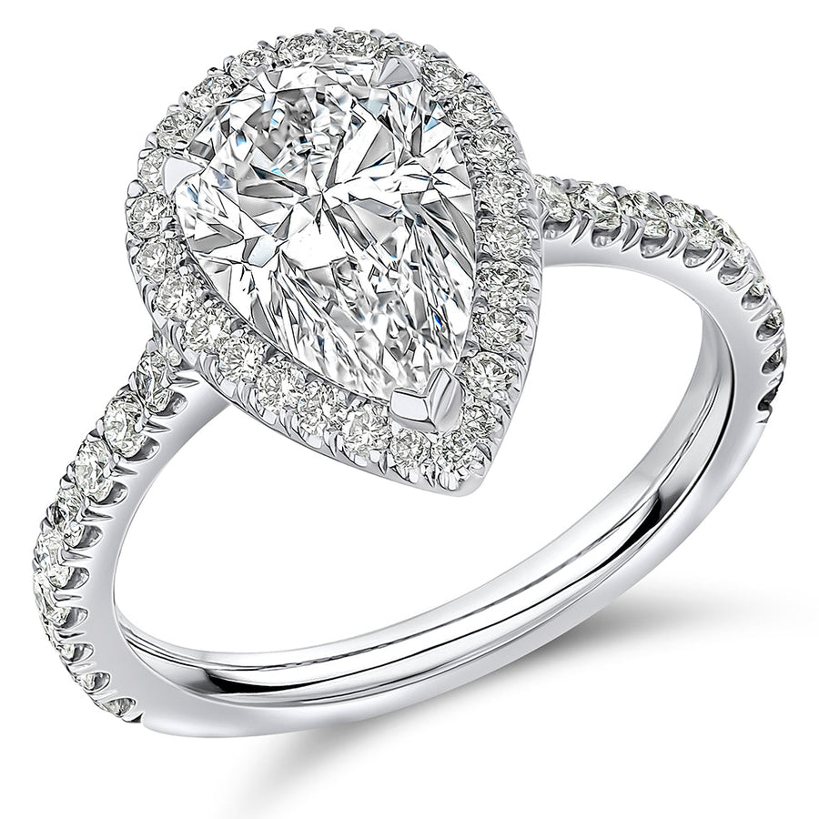 Oyster Solitaire Pear Cut Engagement Ring