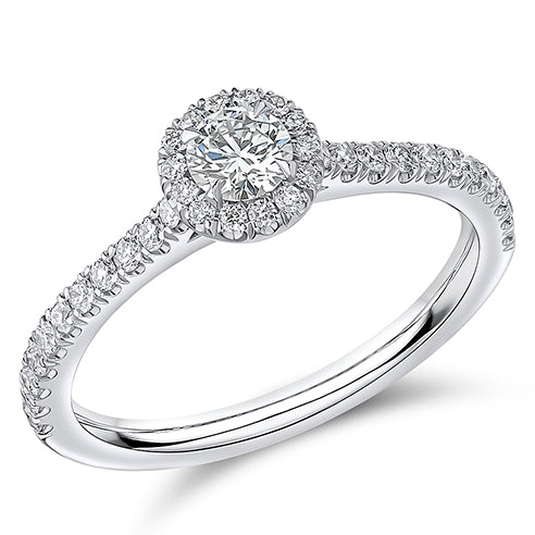 Oyster Halo Round-Brilliant Engagement Ring, 0.25ct