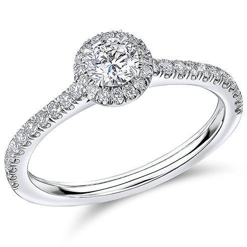 Oyster Halo Round-Brilliant Engagement Ring, 0.33ct