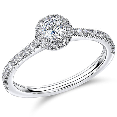 Oyster Halo Round-Brilliant Engagement Ring, 0.33ct