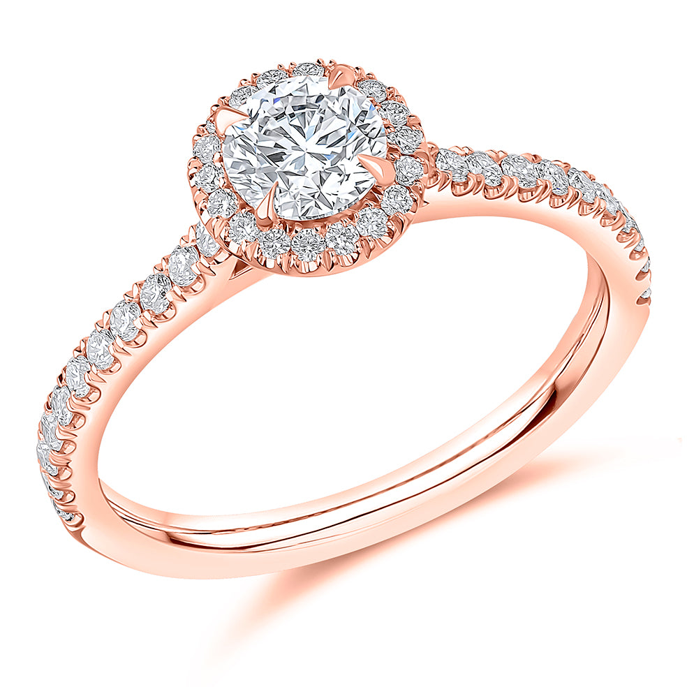 Oyster-Set Solitaire Round Brilliant Engagement Ring, 0.5ct in Rose Gold