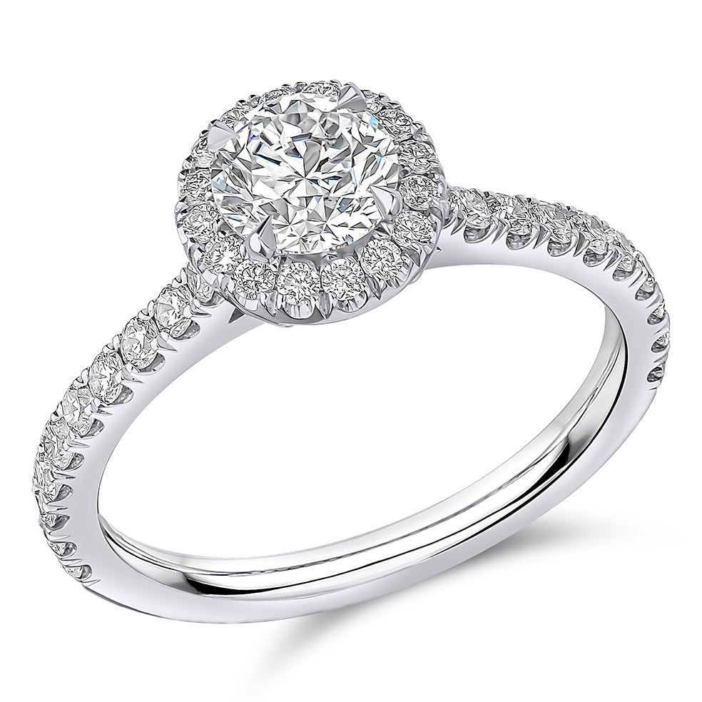 Oyster Solitaire Round Brilliant Engagement Ring, 0.75ct in White Gold
