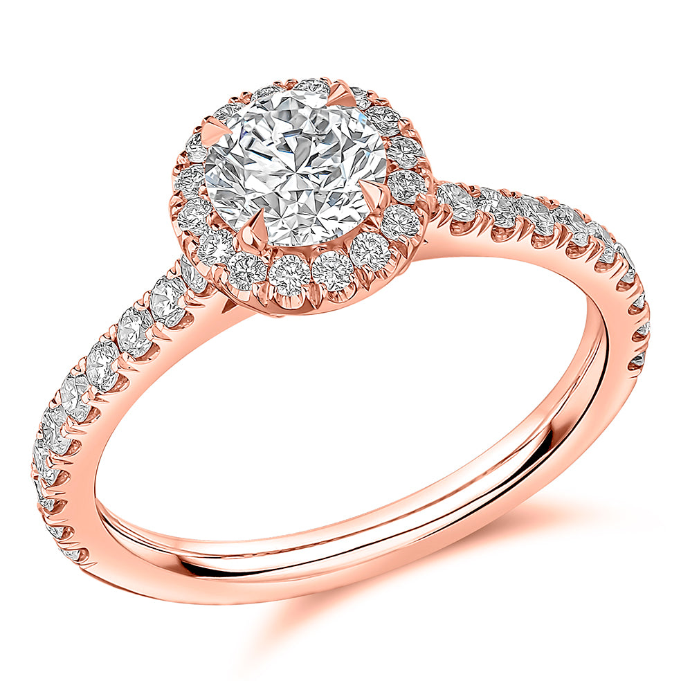 Oyster Solitaire Round Brilliant Engagement Ring, 0.75ct in Rose Gold
