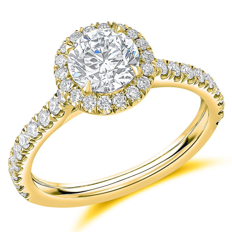 Oyster-Set Solitaire Round Brilliant Engagement Ring in Yellow Gold
