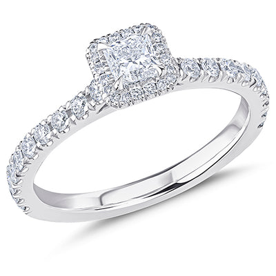 Oyster Halo Princess-Cut Engagement Ring, 0.33ct