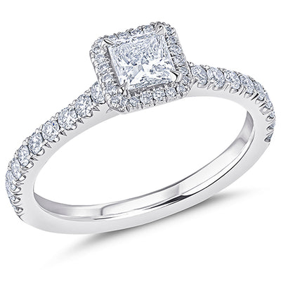 Oyster Halo Princess-Cut Engagement Ring, 0.4ct
